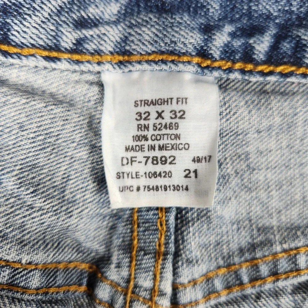 Faded Glory Jeans Mens 32x32 Blue Denim Whiskering Cotton Casual Straight Fit